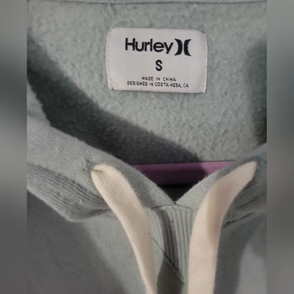Hurley Light Green Logo Cropped Hoodie S Lightweight - Picture 4 of 6